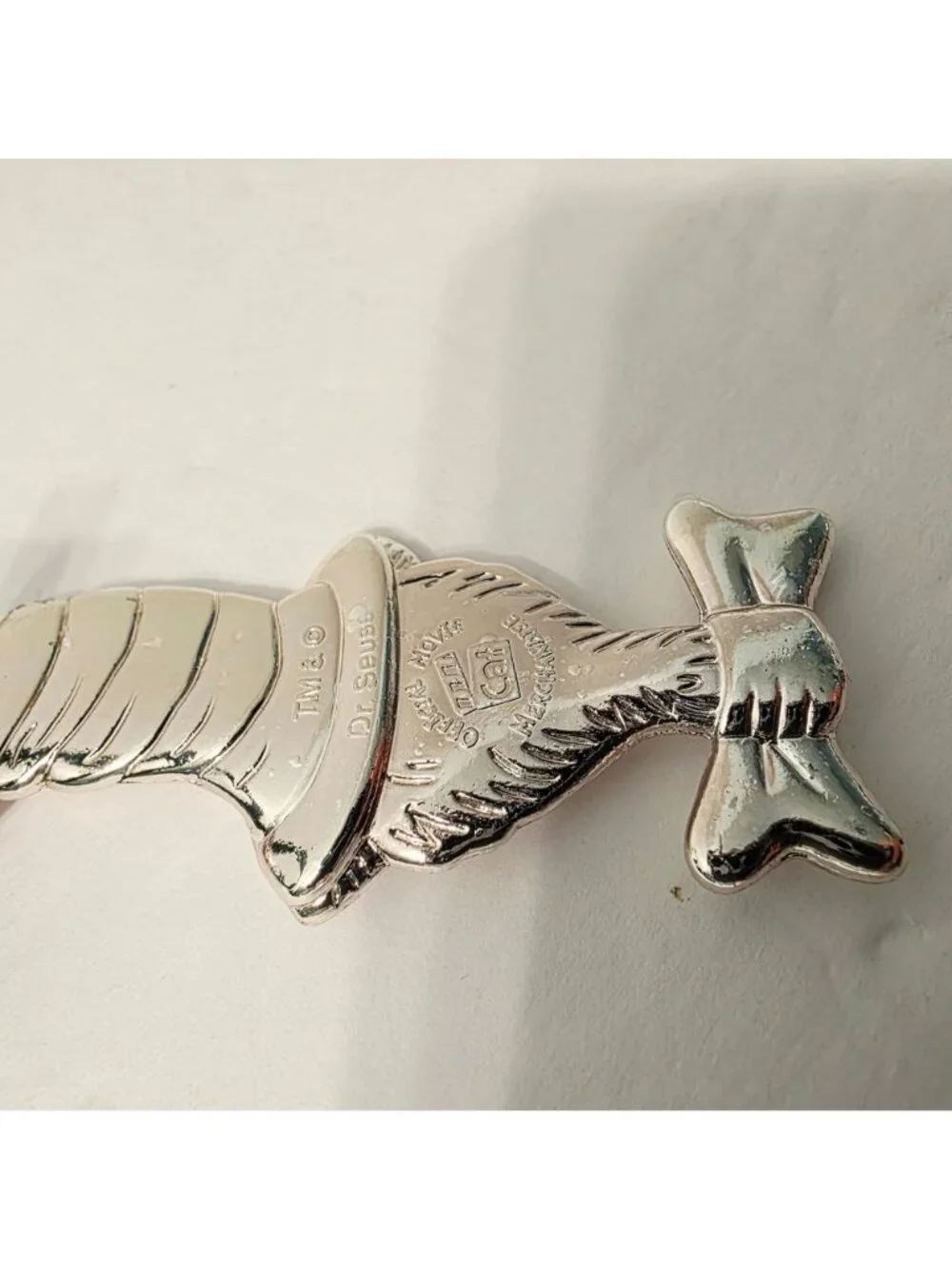 Vtg Dr. Suess Silver Plated Carr Cat in the Hat Holiday Christmas Ornament